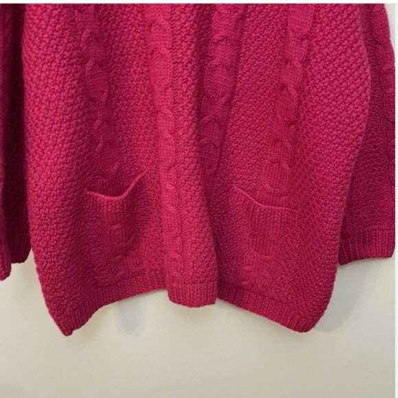 Vintage LL Bean Women’s 100% Wool Sweater Fisherman Cable Knit XL Pockets - Picture 5 of 16